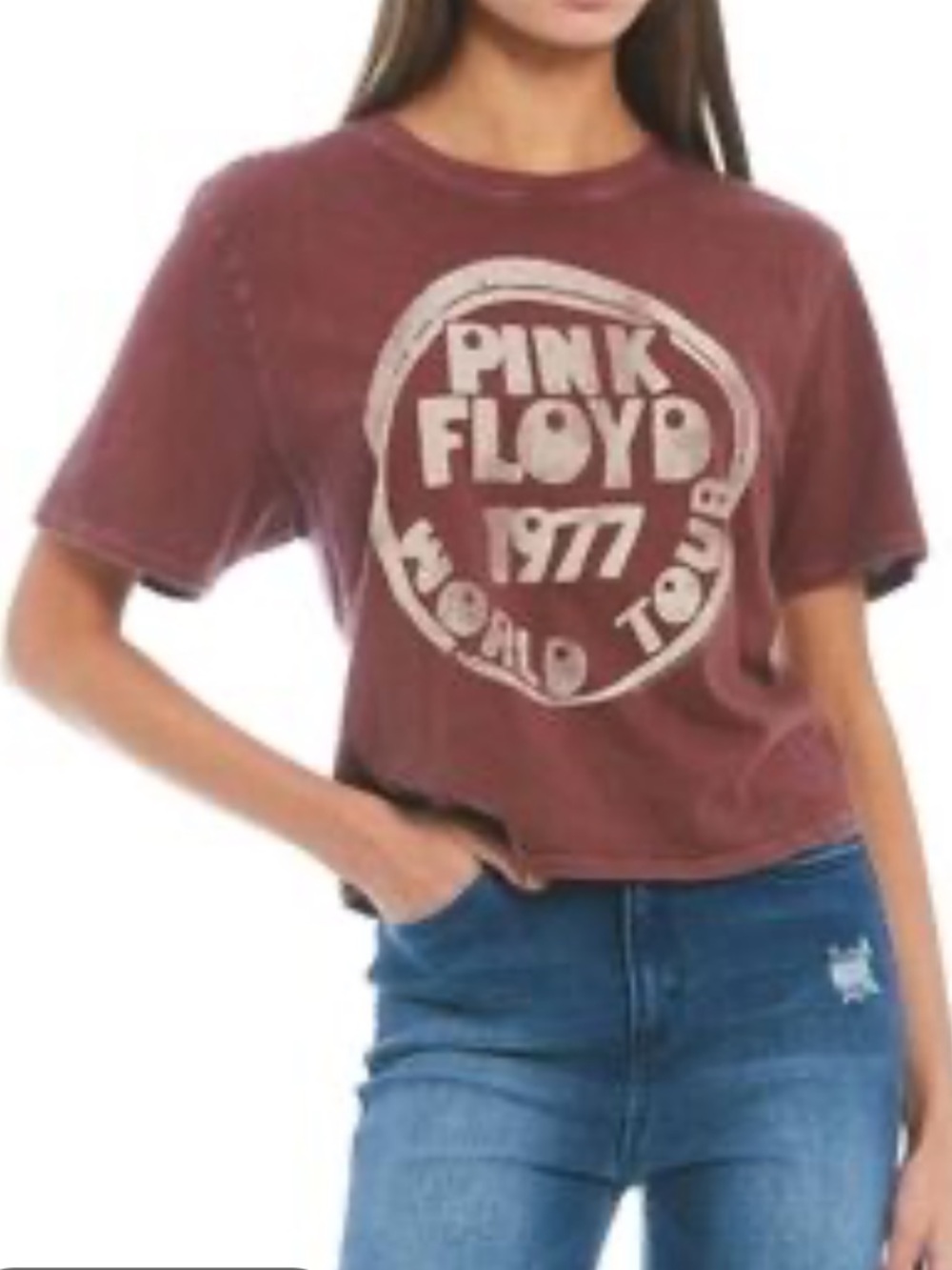 JUNK FOOD CLOTHING Pink Floyd Graphic Crop Tee